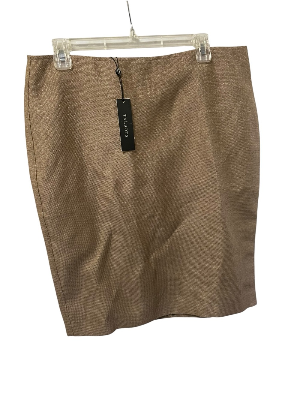 Talbots Metallic Linen Pencil Skirt TAN Metallic Gold Straight Skirt Size 12 NWT